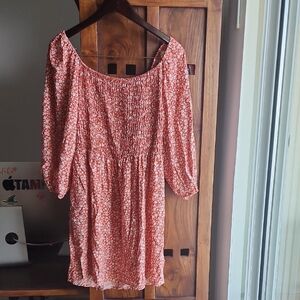 AUW Red Floral Long Sleeve Dress
